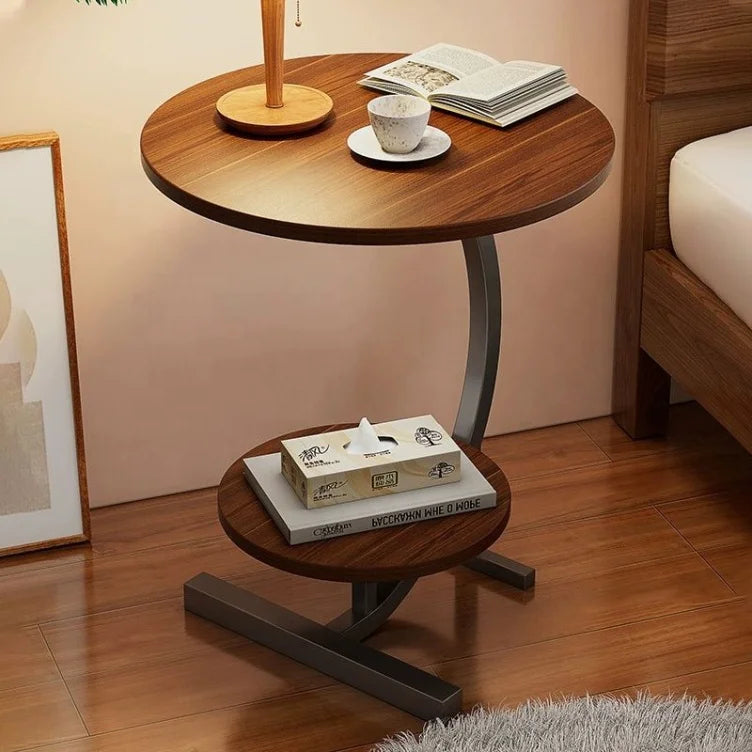 Nordic Modern Living Room Home Bedroom Bed Sofa Side Double Layered Round Coffee Table