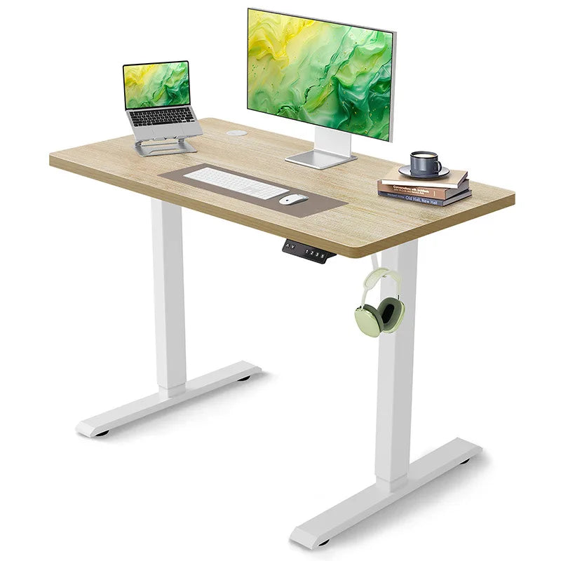 Computer Desk Adjustable Oak Wood