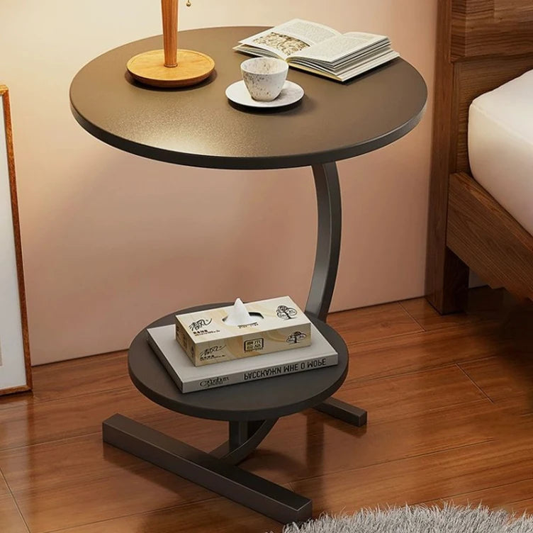 Nordic Modern Living Room Home Bedroom Bed Sofa Side Double Layered Round Coffee Table