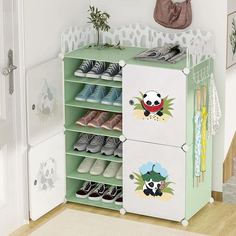 Ultra-Thin White Door Modern Multi-Layer Resin Shoe Cabinet