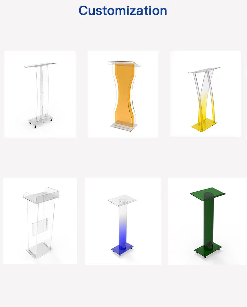Customizable Black Acrylic Lecture Desk Modern Design