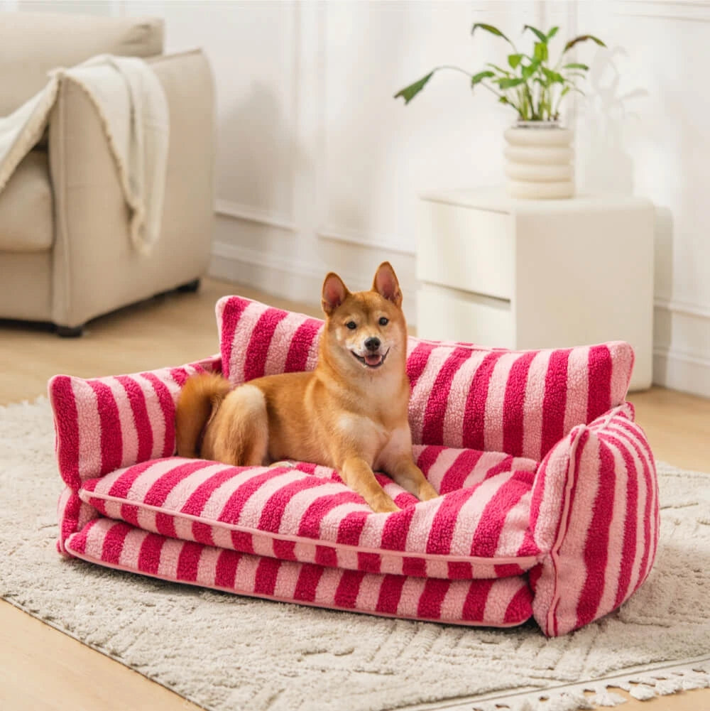 Pet Seat Luxury Striped Faux Lambswool