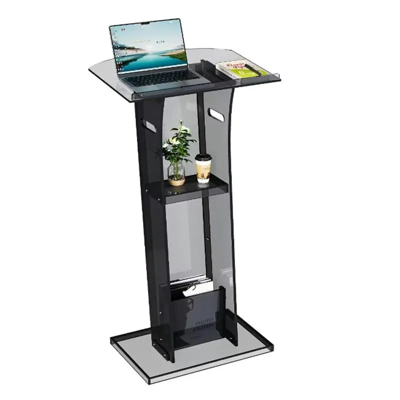 Customizable Black Acrylic Lecture Desk Modern Design