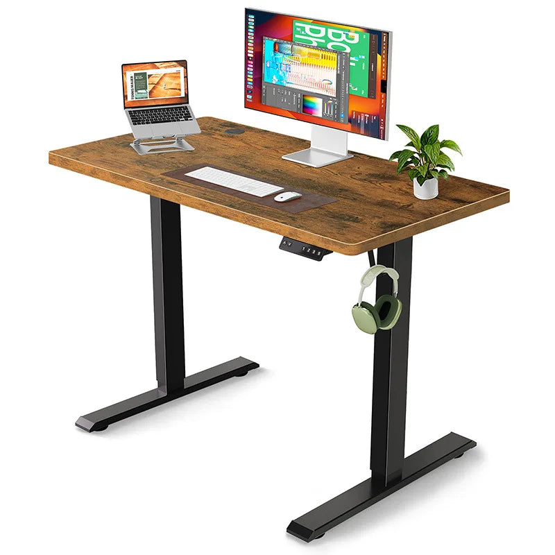 Computer Desk Adjustable Oak Wood