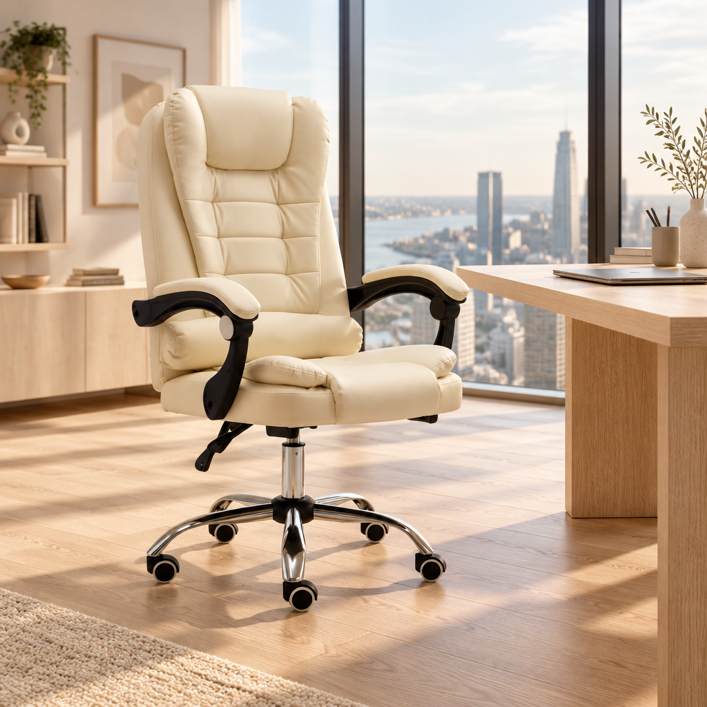 Leather Rolling Luxe Office Chair