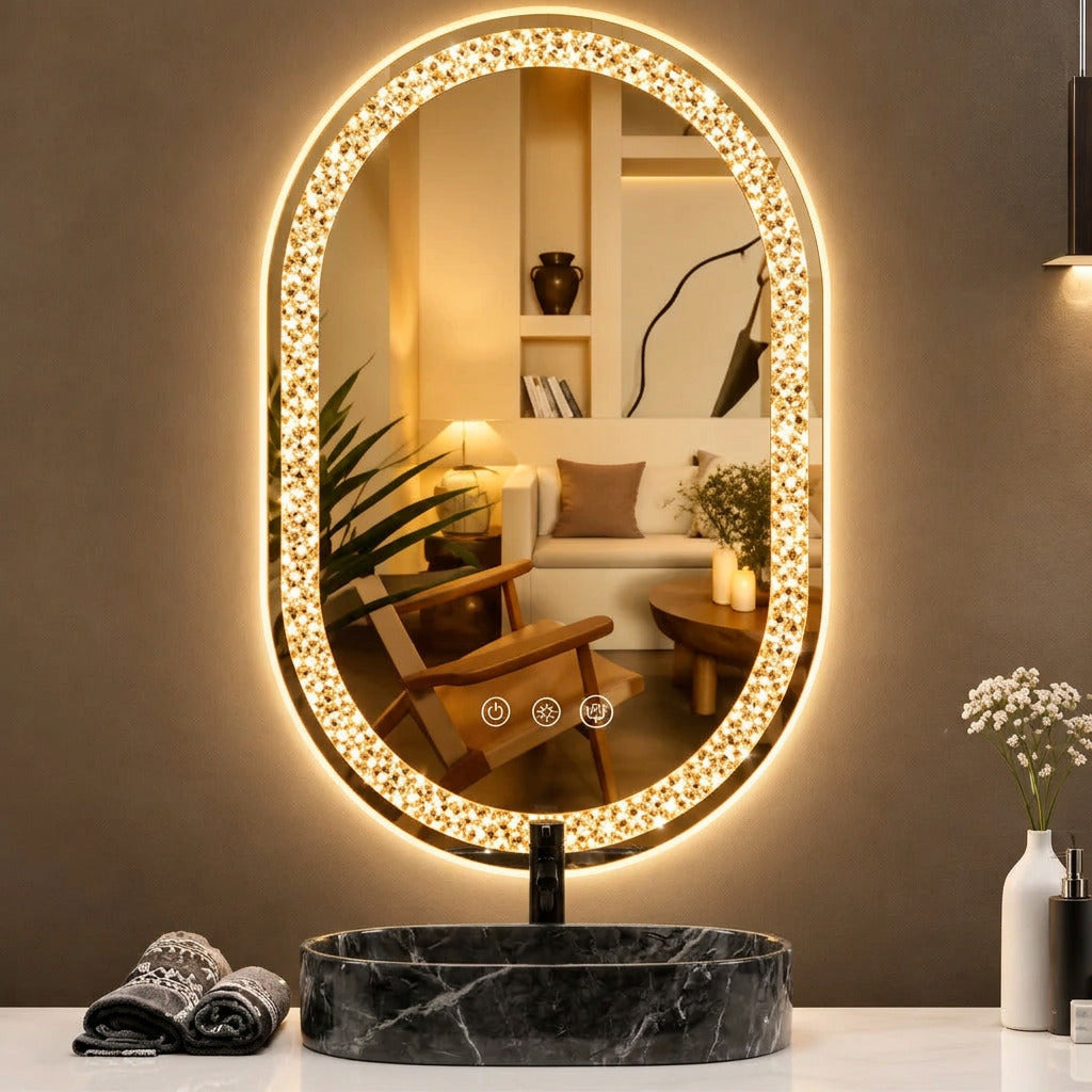 Oval Bathroom Mirror With LED Light