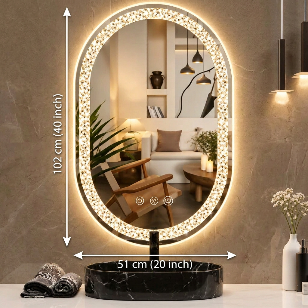 Oval Bathroom Mirror With LED Light