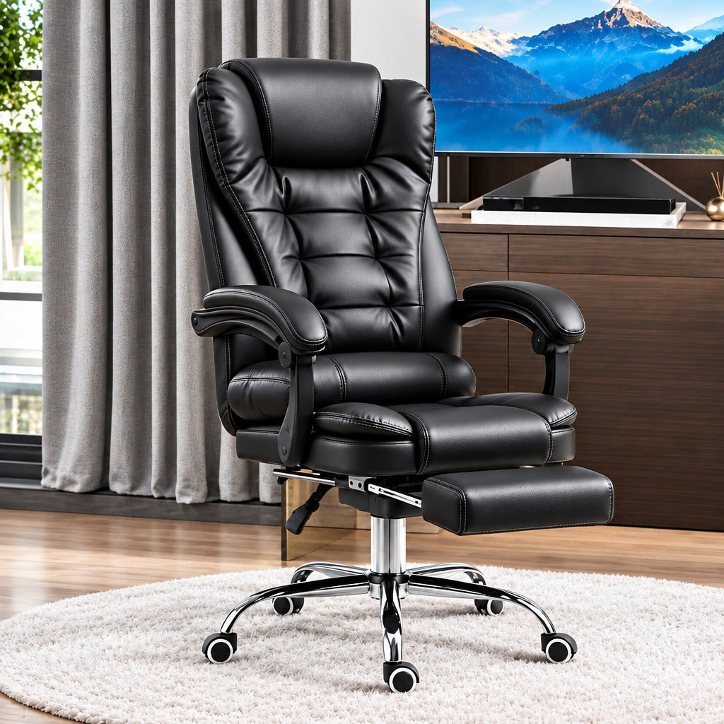 Leather Rolling Luxe Office Chair