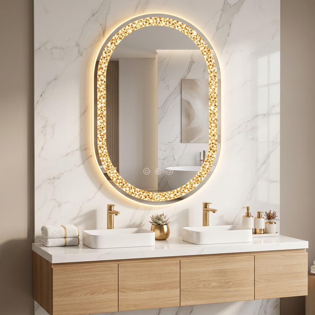 Oval Bathroom Mirror With LED Light
