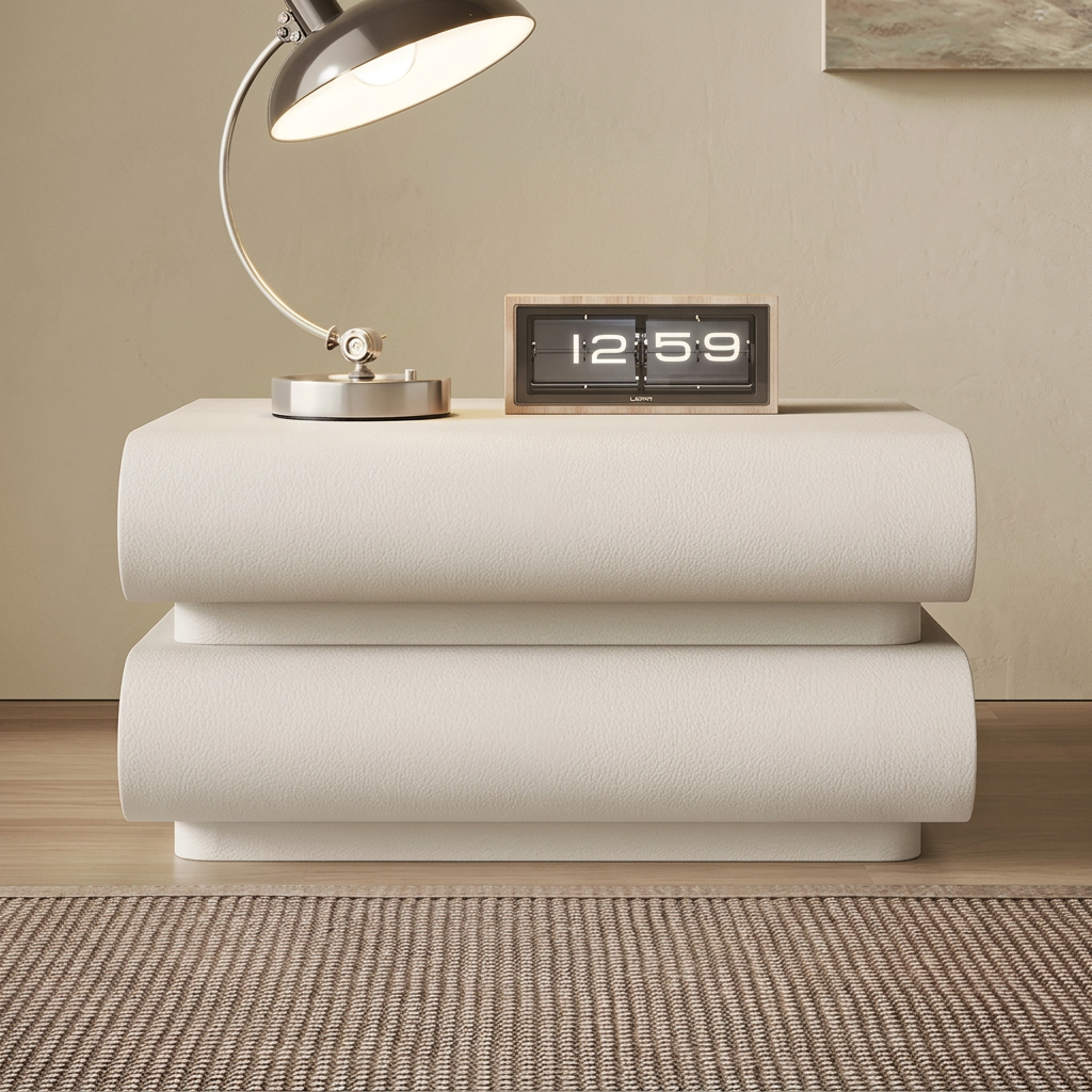 White rice nightstand, front view